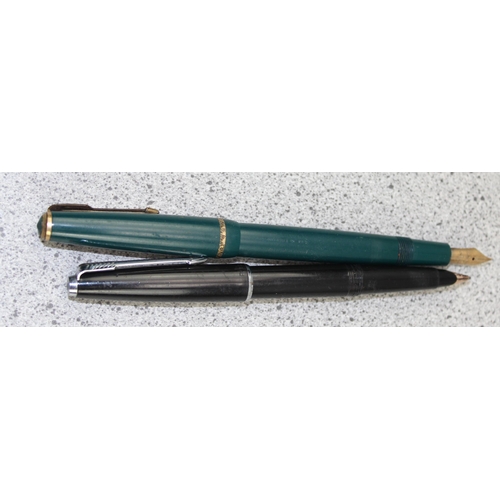 1244 - Qty of assorted misc costume jewellery to inc 2 Parker pens, one Victory with 14ct gold nib