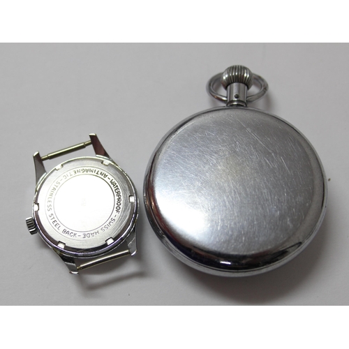 1409 - A vintage Bucherer 15 Jewels wristwatch in steel case and an Ilona stopwatch (2)