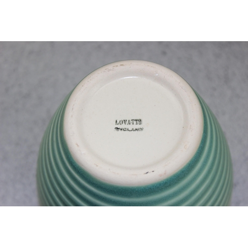 1806 - 2 Art Deco period Lovatts green banded ovoid vases