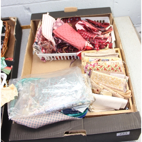 223 - 3 boxes of assorted quilting materials