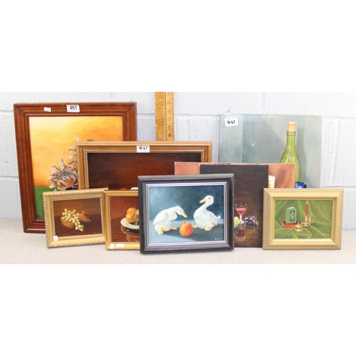 461 - B.L. Poulter (XX), qty of oil on board still life paintings, some framed (9)