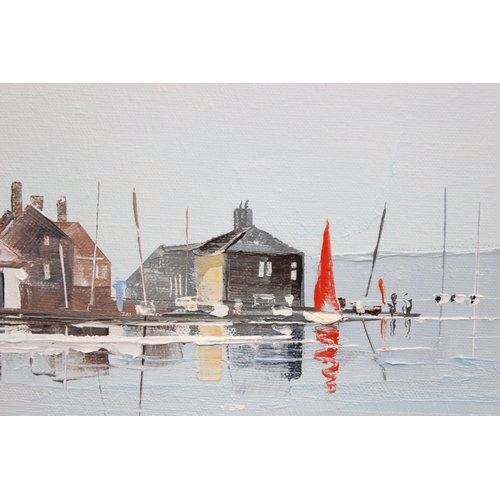 466 - Harley Crossley (XX), oil on canvas of Mudeford Quay