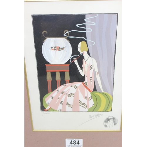 484 - Paul Allen (XX), 2 pochoir prints in the Art Deco style, Fumee & Mon Bel Ouiseau