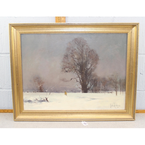 488 - John AMBROSE (1931-2010), oil on canvas of a winter landscape, signed lower right, in gilt frame