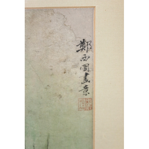 492 - Zheng Xi?, Chinese watercolour painting in gilt frame