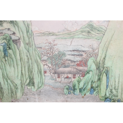 492 - Zheng Xi?, Chinese watercolour painting in gilt frame