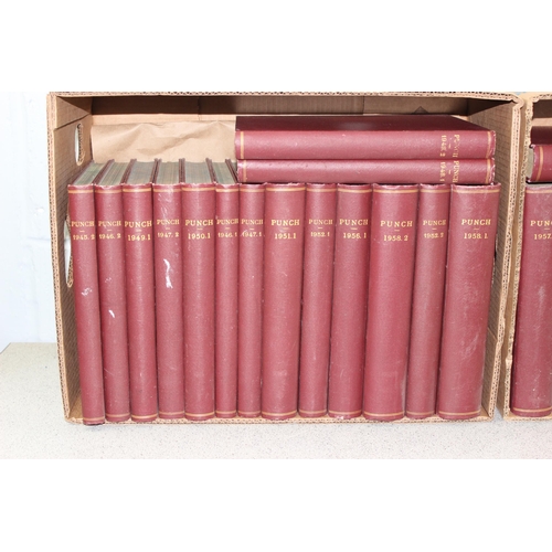 581 - 29 cloth bound volumes of Punch magazine, 1945 to 1959