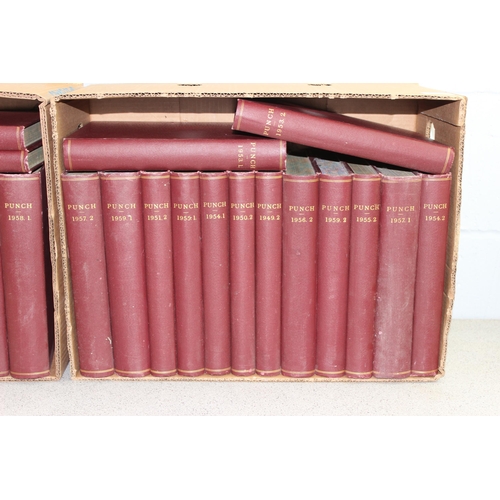 581 - 29 cloth bound volumes of Punch magazine, 1945 to 1959