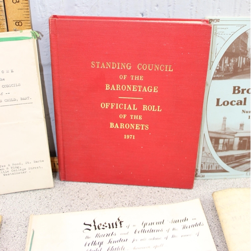 584 - Qty of interesting 19th century legal documents, and other baronetage related books