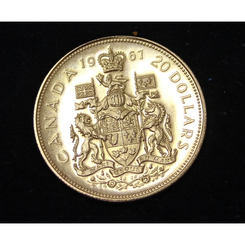 1344 - ROYAL CANADIAN MINT 1867-1967 SEVEN COIN PROOF SET INCLUDING 22ct GOLD TWENTY DOLLAR COIN (approx 18... 