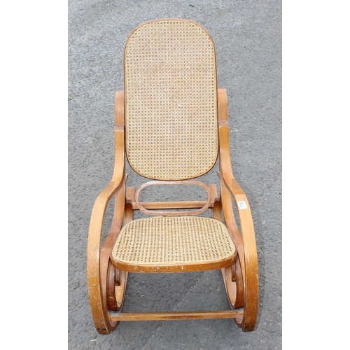 116 - Vintage Thonet style bentwood and bergere rocking chair