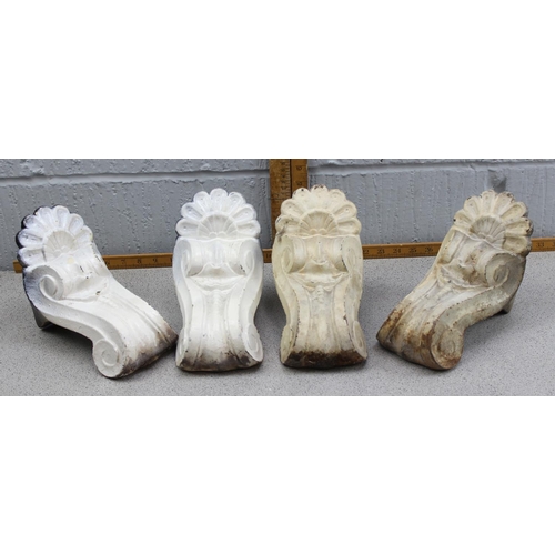 1861 - A set of 4 Victorian painted cast iron bath feet with scrolled decoration