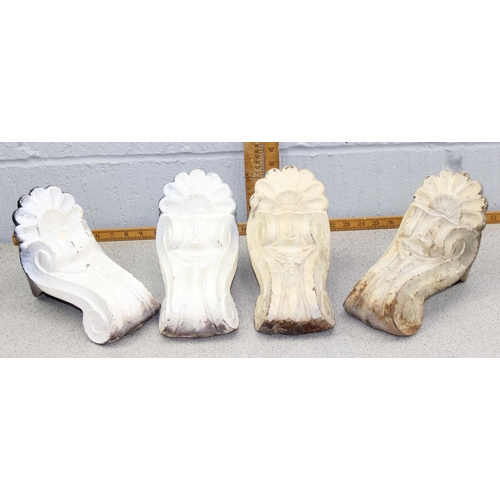 1861 - A set of 4 Victorian painted cast iron bath feet with scrolled decoration