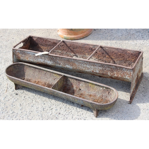 378 - 2 vintage feeding troughs, largest approx 93cm wide