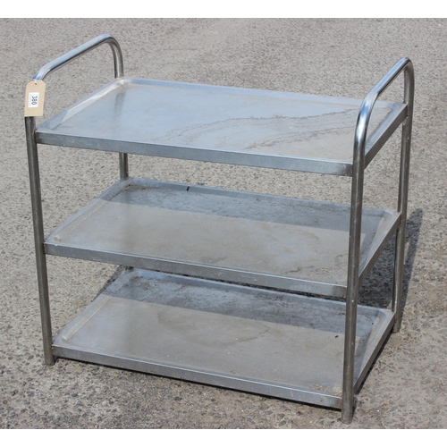 380 - A stainless steel 3 tier trolley without wheels, ideal for garden plants