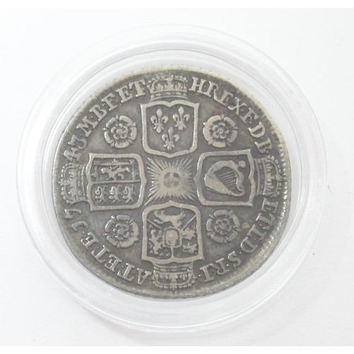 1352 - George II silver shilling coin 1743