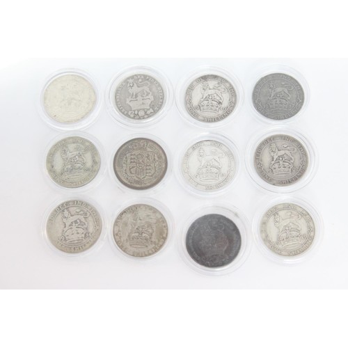 1356 - 12 assorted 19th & 20th century silver shilling coins to inc Edward VII, George V, George IV and Geo... 