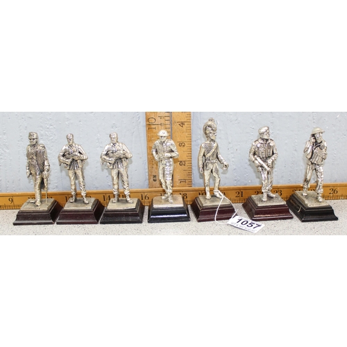 1057 - 7 assorted silver plated models of soldier through history