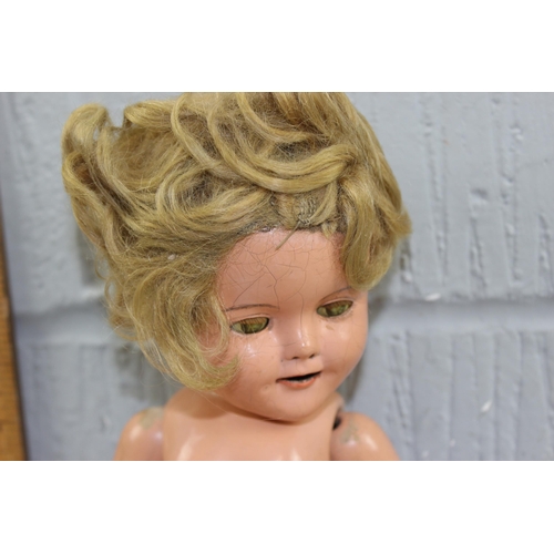 1548 - Vintage Shirley Temple Doll, marked Shirley Temple 16, nude