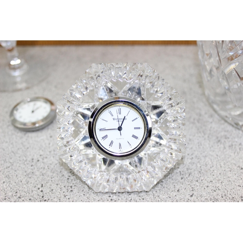 1840 - Qty of assorted crystal and cut glassware to inc Waterford clock