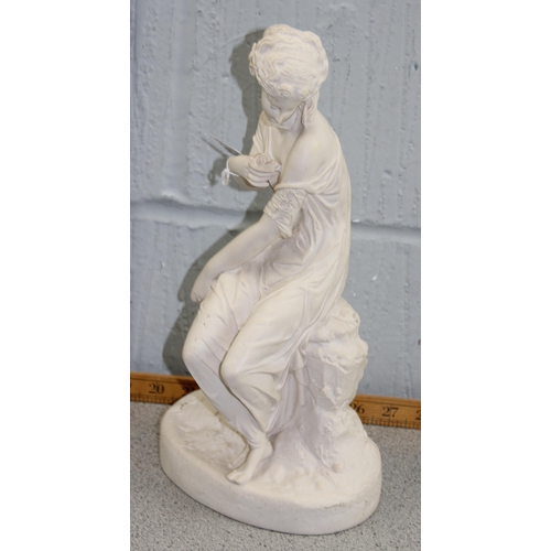 1858 - A classical marble style statue of a female with flower, bearing Arts & Commerce Promoted stamp to b... 