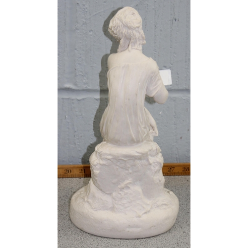 1858 - A classical marble style statue of a female with flower, bearing Arts & Commerce Promoted stamp to b... 