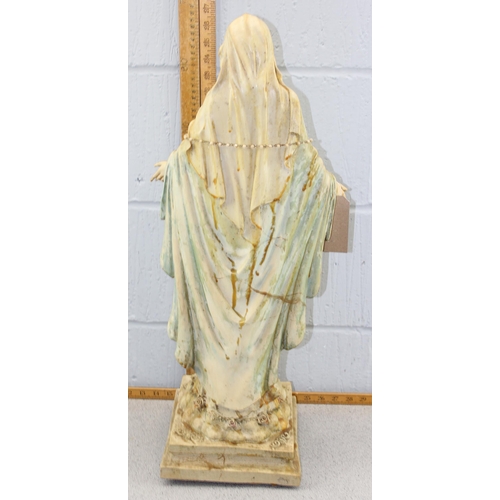 372 - Vintage style weathered garden statue of the Virgin Mary, approx 70cm tall