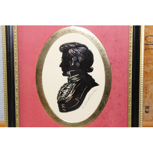 507 - Enid Elliott Linder (XX), 4 silhouette portraits in black and gilt frames