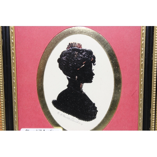 507 - Enid Elliott Linder (XX), 4 silhouette portraits in black and gilt frames