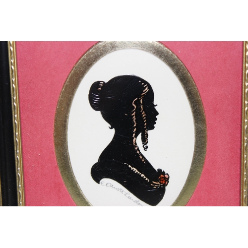 507 - Enid Elliott Linder (XX), 4 silhouette portraits in black and gilt frames