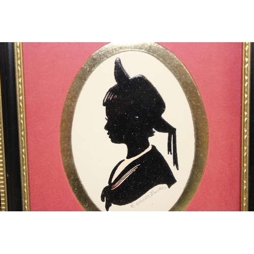 507 - Enid Elliott Linder (XX), 4 silhouette portraits in black and gilt frames