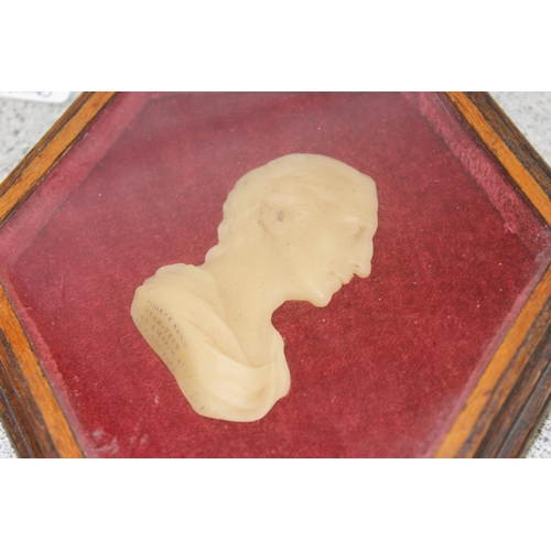 523 - A late 18th or early 19th century wax portrait relief bust of Robert Adam, inscribed 'ROBERT ADAM, A... 