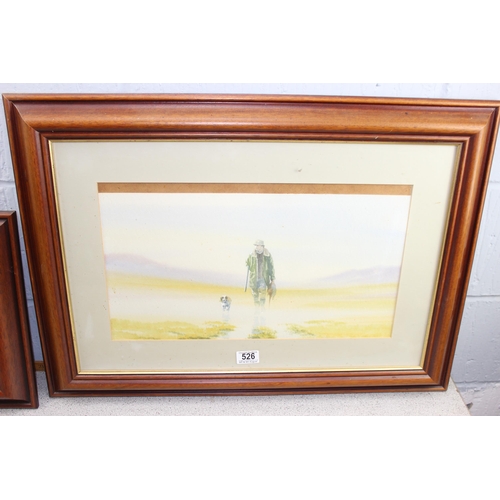 526 - M. Grant (XX), 3 framed watercolours of rural shooting scenes, all annotated by the artist verso