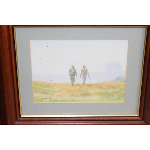 526 - M. Grant (XX), 3 framed watercolours of rural shooting scenes, all annotated by the artist verso