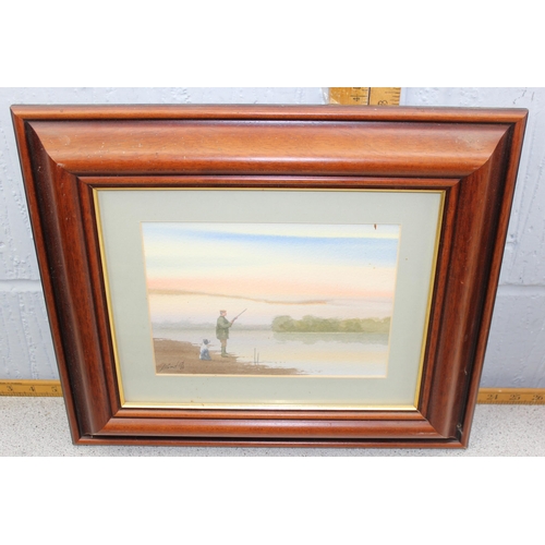 526 - M. Grant (XX), 3 framed watercolours of rural shooting scenes, all annotated by the artist verso