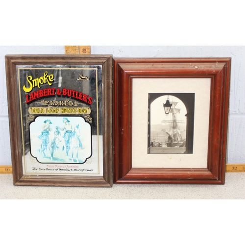 527 - Qty of assorted pictures and prints to inc an advertising mirror