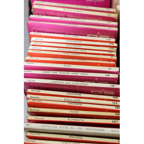 593 - Box of assorted folding maps, mainly Ordnance Survey