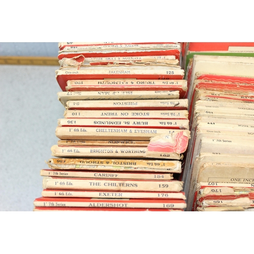 594 - 2 boxes of assorted folding maps, mainly Ordnance Survey, older versions