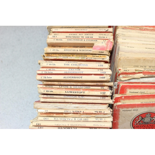 594 - 2 boxes of assorted folding maps, mainly Ordnance Survey, older versions