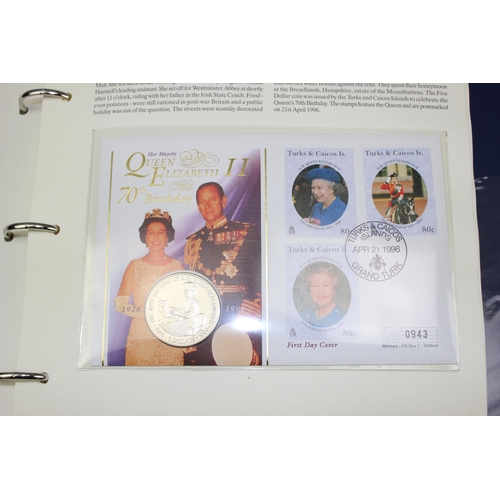 602 - 2 Albums of Royal Family coin covers to inc £5 coins