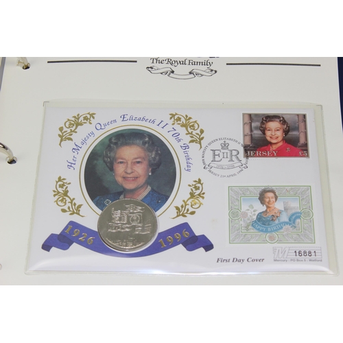 602 - 2 Albums of Royal Family coin covers to inc £5 coins