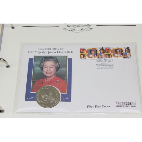 602 - 2 Albums of Royal Family coin covers to inc £5 coins