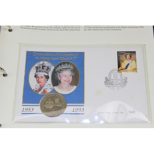 602 - 2 Albums of Royal Family coin covers to inc £5 coins