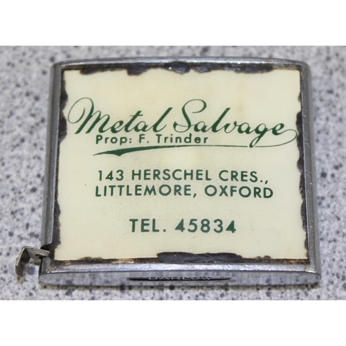 713 - A rare Barlow advertising tape measure for F. Trinder Metal Salvage of Littlemore, Oxford