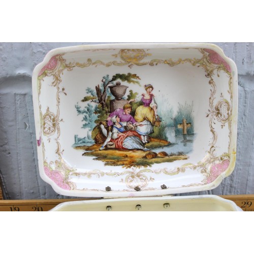 1784 - 19c large hand painted floral bowl, approx 27cm diameter and a Meissen style continental porcelain h... 