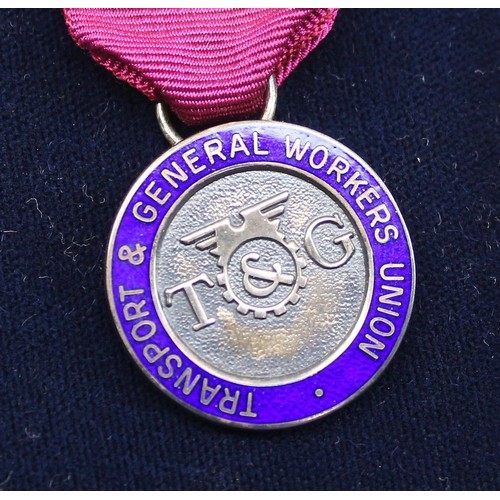 1327 - Cased silver Transport & General Workers Union medal awarded to Bro C.J.Hallet