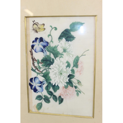 453 - A pair of framed and mounted late 19th century Chinese pith/rice paper gouache paintings depicting f... 