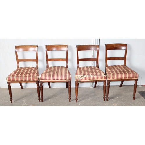 20A - A set of 4 19th century mahogany dining chairs with scroll backs, each one stamped GH