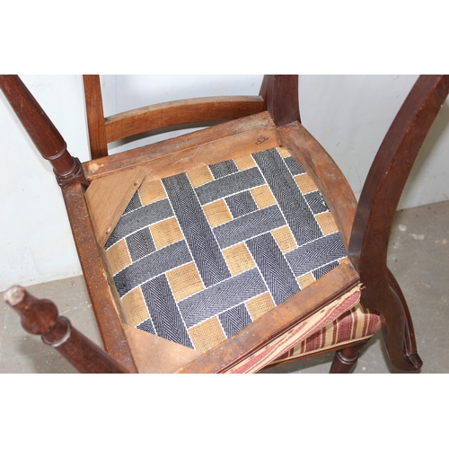 20A - A set of 4 19th century mahogany dining chairs with scroll backs, each one stamped GH