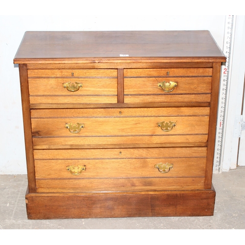 12 - Antique mahogany 2/2 chest of drawers with brass handles